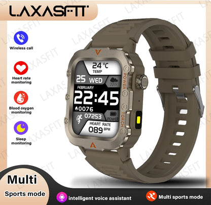 Men's Smart Outdoor Sports Watch with LED Flashlight & Health Monitoring