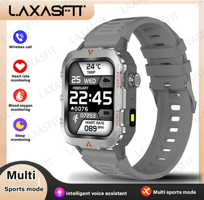 Men's Smart Outdoor Sports Watch with LED Flashlight & Health Monitoring