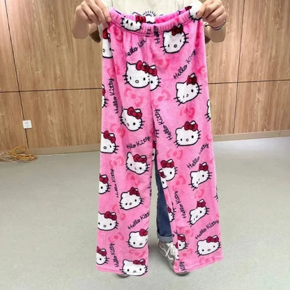 Y2K Hello Kitty Pajamas Pants Sanrio Anime Women'S Pajama Pants Cartoon Couple Home Sleepwear Trousers Leisure Home Clothing